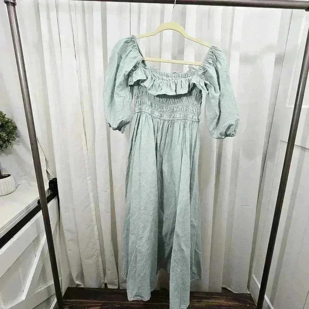 R. Vivimos Womens Size L 12/14 Summer Half Sleeve Cotton Ruffled Dress - Picture 3 of 12